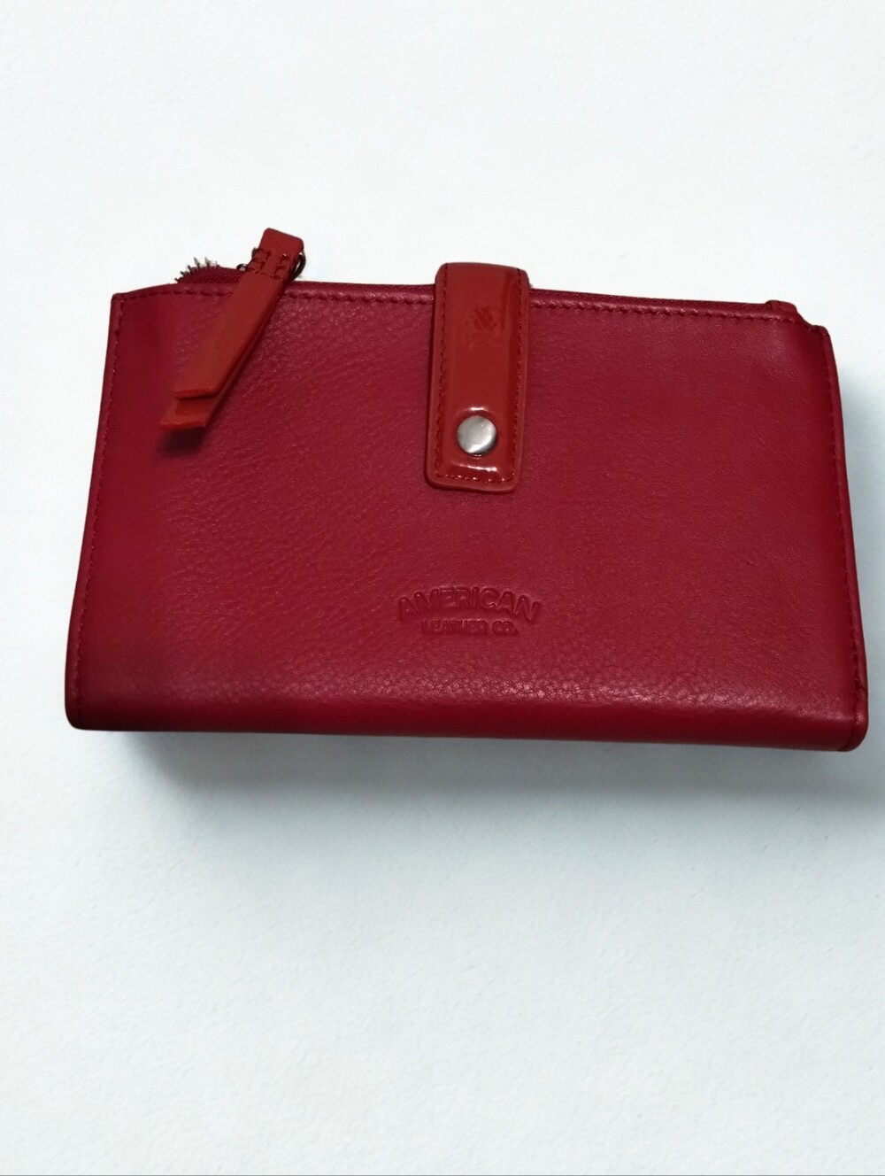 American Leather Co Red Leather Bi Fold Wallet